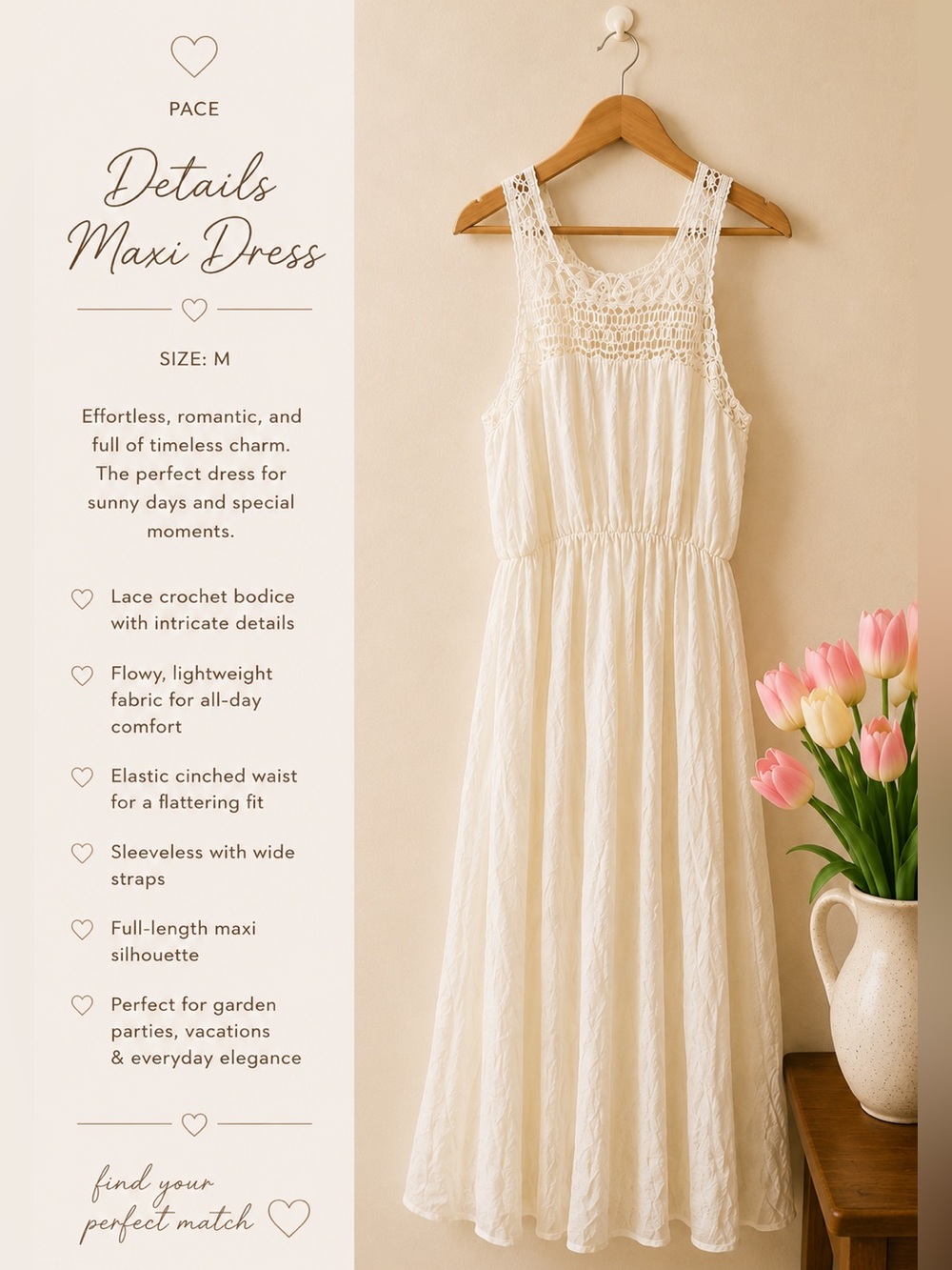 Ivory Crochet Bodice Maxi Dress